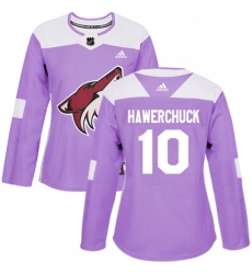 Women's Adidas Arizona Coyotes #10 Dale Hawerchuck Authentic Purple Fights Cancer Practice NHL Jersey