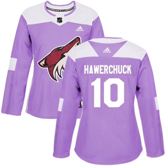 Women's Adidas Arizona Coyotes #10 Dale Hawerchuck Authentic Purple Fights Cancer Practice NHL Jersey Women's Adidas Arizona Coyotes #10 Dale Hawerchuck Authentic Purple Fights Cancer Practice NHL Jersey