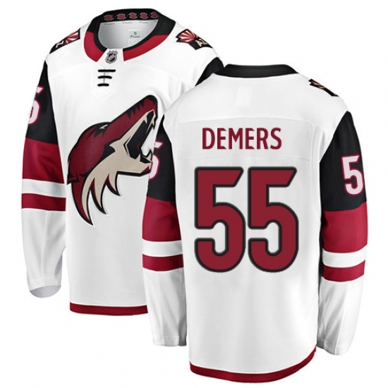 Men's Arizona Coyotes #55 Jason Demers Fanatics Branded White Away Breakaway NHL Jersey Men's Arizona Coyotes #55 Jason Demers Fanatics Branded White Away Breakaway NHL Jersey