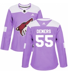 Women's Adidas Arizona Coyotes #55 Jason Demers Authentic Purple Fights Cancer Practice NHL Jersey