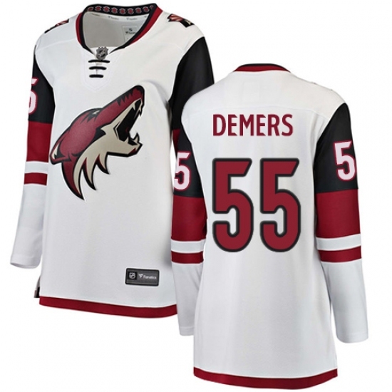 Women's Arizona Coyotes #55 Jason Demers Authentic White Away Fanatics Branded Breakaway NHL Jersey Women's Arizona Coyotes #55 Jason Demers Authentic White Away Fanatics Branded Breakaway NHL Jersey