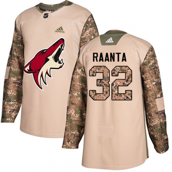 Men's Adidas Arizona Coyotes #32 Antti Raanta Authentic Camo Veterans Day Practice NHL Jersey Men's Adidas Arizona Coyotes #32 Antti Raanta Authentic Camo Veterans Day Practice NHL Jersey