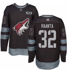 Men's Adidas Arizona Coyotes #32 Antti Raanta Premier Black 1917-2017 100th Anniversary NHL Jersey