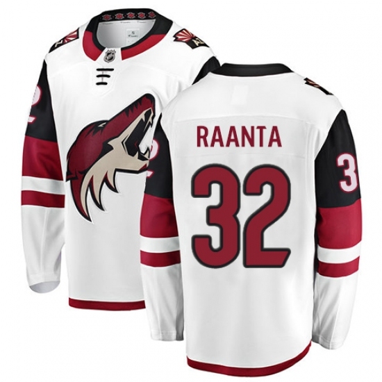 Men's Arizona Coyotes #32 Antti Raanta Fanatics Branded White Away Breakaway NHL Jersey Men's Arizona Coyotes #32 Antti Raanta Fanatics Branded White Away Breakaway NHL Jersey
