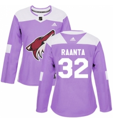 Women's Adidas Arizona Coyotes #32 Antti Raanta Authentic Purple Fights Cancer Practice NHL Jersey