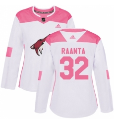 Women's Adidas Arizona Coyotes #32 Antti Raanta Authentic White/Pink Fashion NHL Jersey