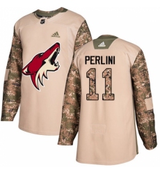 Men's Adidas Arizona Coyotes #11 Brendan Perlini Authentic Camo Veterans Day Practice NHL Jersey