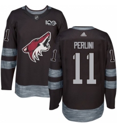 Men's Adidas Arizona Coyotes #11 Brendan Perlini Premier Black 1917-2017 100th Anniversary NHL Jersey