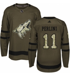 Men's Adidas Arizona Coyotes #11 Brendan Perlini Premier Green Salute to Service NHL Jersey