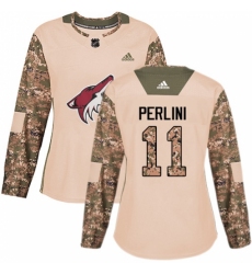 Women's Adidas Arizona Coyotes #11 Brendan Perlini Authentic Camo Veterans Day Practice NHL Jersey