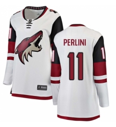 Women's Arizona Coyotes #11 Brendan Perlini Authentic White Away Fanatics Branded Breakaway NHL Jersey