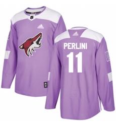 Youth Adidas Arizona Coyotes #11 Brendan Perlini Authentic Purple Fights Cancer Practice NHL Jersey