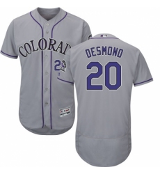 Men's Majestic Colorado Rockies #20 Ian Desmond Grey Flexbase Authentic Collection MLB Jersey