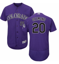 Men's Majestic Colorado Rockies #20 Ian Desmond Purple Flexbase Authentic Collection MLB Jersey