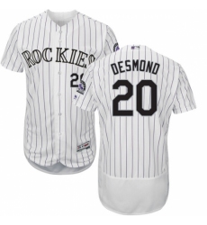 Men's Majestic Colorado Rockies #20 Ian Desmond White Flexbase Authentic Collection MLB Jersey