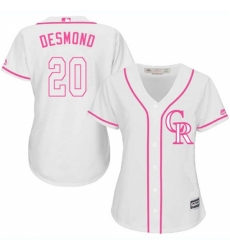 Women's Majestic Colorado Rockies #20 Ian Desmond Replica White Fashion Cool Base MLB Jersey