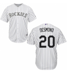 Youth Majestic Colorado Rockies #20 Ian Desmond Replica White Home Cool Base MLB Jersey