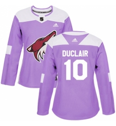 Women's Adidas Arizona Coyotes #10 Anthony Duclair Authentic Purple Fights Cancer Practice NHL Jersey