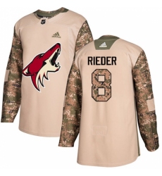 Men's Adidas Arizona Coyotes #8 Tobias Rieder Authentic Camo Veterans Day Practice NHL Jersey