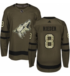 Men's Adidas Arizona Coyotes #8 Tobias Rieder Authentic Green Salute to Service NHL Jersey