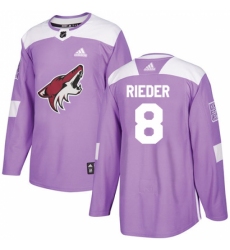 Men's Adidas Arizona Coyotes #8 Tobias Rieder Authentic Purple Fights Cancer Practice NHL Jersey