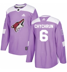Men's Adidas Arizona Coyotes #6 Jakob Chychrun Authentic Purple Fights Cancer Practice NHL Jersey