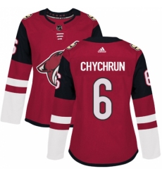 Women's Adidas Arizona Coyotes #6 Jakob Chychrun Authentic Burgundy Red Home NHL Jersey