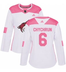 Women's Adidas Arizona Coyotes #6 Jakob Chychrun Authentic White/Pink Fashion NHL Jersey
