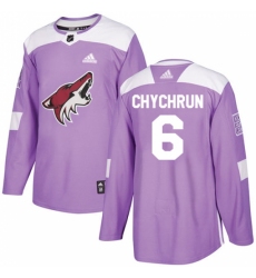 Youth Adidas Arizona Coyotes #6 Jakob Chychrun Authentic Purple Fights Cancer Practice NHL Jersey
