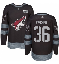Men's Adidas Arizona Coyotes #36 Christian Fischer Authentic Black 1917-2017 100th Anniversary NHL Jersey