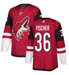 Men's Adidas Arizona Coyotes #36 Christian Fischer Authentic Burgundy Red Home NHL Jersey