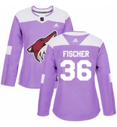 Women's Adidas Arizona Coyotes #36 Christian Fischer Authentic Purple Fights Cancer Practice NHL Jersey