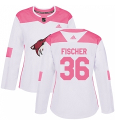 Women's Adidas Arizona Coyotes #36 Christian Fischer Authentic White/Pink Fashion NHL Jersey