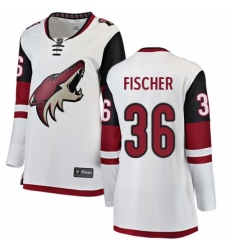 Women's Arizona Coyotes #36 Christian Fischer Authentic White Away Fanatics Branded Breakaway NHL Jersey