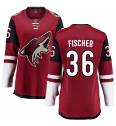 Women's Arizona Coyotes #36 Christian Fischer Fanatics Branded Burgundy Red Home Breakaway NHL Jersey