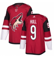 Men's Adidas Arizona Coyotes #9 Bobby Hull Authentic Burgundy Red Home NHL Jersey