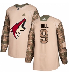 Men's Adidas Arizona Coyotes #9 Bobby Hull Authentic Camo Veterans Day Practice NHL Jersey