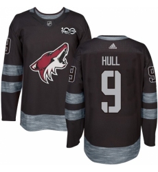 Men's Adidas Arizona Coyotes #9 Bobby Hull Premier Black 1917-2017 100th Anniversary NHL Jersey