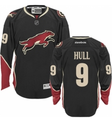 Men's Reebok Arizona Coyotes #9 Bobby Hull Authentic Black Third NHL Jersey