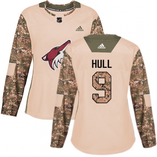 Women's Adidas Arizona Coyotes #9 Bobby Hull Authentic Camo Veterans Day Practice NHL Jersey Women's Adidas Arizona Coyotes #9 Bobby Hull Authentic Camo Veterans Day Practice NHL Jersey