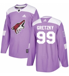 Men's Adidas Arizona Coyotes #99 Wayne Gretzky Authentic Purple Fights Cancer Practice NHL Jersey