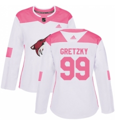 Women's Adidas Arizona Coyotes #99 Wayne Gretzky Authentic White/Pink Fashion NHL Jersey