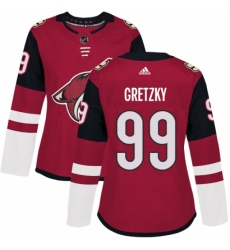 Women's Adidas Arizona Coyotes #99 Wayne Gretzky Premier Burgundy Red Home NHL Jersey