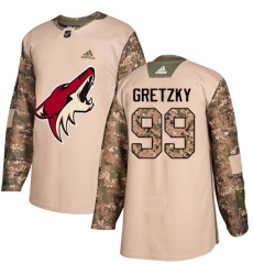 Youth Adidas Arizona Coyotes #99 Wayne Gretzky Authentic Camo Veterans Day Practice NHL Jersey