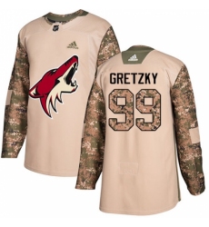 Youth Adidas Arizona Coyotes #99 Wayne Gretzky Authentic Camo Veterans Day Practice NHL Jersey