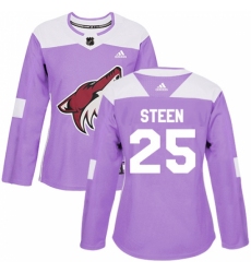 Women's Adidas Arizona Coyotes #25 Thomas Steen Authentic Purple Fights Cancer Practice NHL Jersey