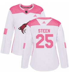 Women's Adidas Arizona Coyotes #25 Thomas Steen Authentic White/Pink Fashion NHL Jersey