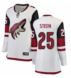 Women's Arizona Coyotes #25 Thomas Steen Authentic White Away Fanatics Branded Breakaway NHL Jersey