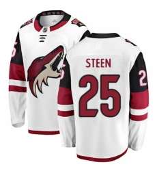 Youth Arizona Coyotes #25 Thomas Steen Authentic White Away Fanatics Branded Breakaway NHL Jersey