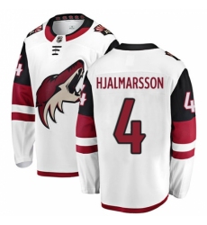 Men's Arizona Coyotes #4 Niklas Hjalmarsson Fanatics Branded White Away Breakaway NHL Jersey